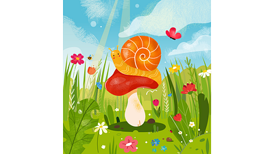 Lil' Snail adobe illustrator cartoon character children book illustration cute flat design illustration snail vector