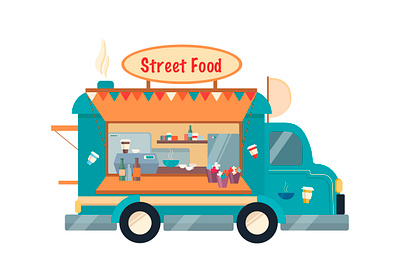 Foodtruck art branding car childrens illustration coffee design eat eating fastfood food foodcar foodtruck illustration illustrations illustrator logo minivan street street food vector