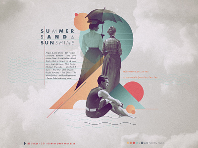 Surfin, Sand & Sunshine Playlist cloud collage collageart collages cover cover artwork iampommes illustration music playlist pommes retro sand songs spotify summer sunshine vintage