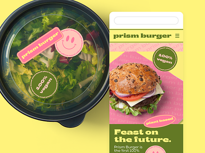 Prism Burger House Brand brand branding burger design fast casual fast food lunch marketing mockup moden salad sms stickers