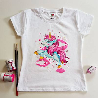 hand painted t-shirt, unicorn apparel art branding design fashion hand painted handmade painting uidesign unicorn wear