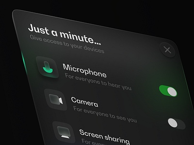 Device access window concept accessible app concept best shot dark app dark mode dark ui design desktop app desktop design device popup switch ui