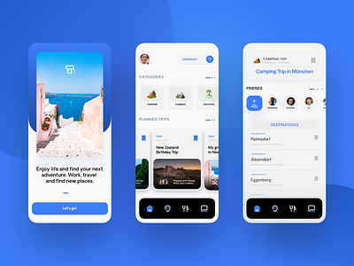 Trawell App Concept app application blue concept custom icons icon set logotype minimalistic neumorphic typography ui ui card user interface ux