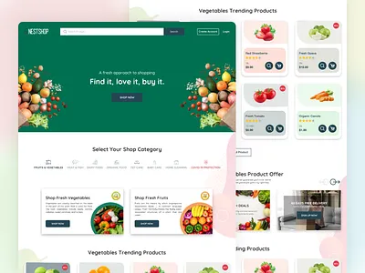 Nestshop | Grocery | Online Shop app app design clean clean ui groceries grocery grocery app grocery store minimal ui ui design uidesign ux ux design uxdesign web web design website website concept website design