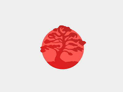 Japanese Bonsai - Logo art bonsai circle gradient japan karate logo red tree
