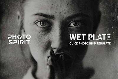 WET PLATE Photoshop Template PRO actions borders digital effects images old photo overlays patina photography photos photoshop plate retro smart layers templates textures vintage wet