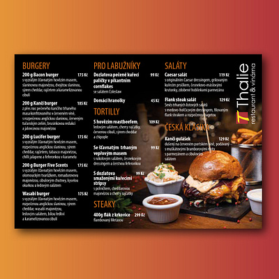 jidelni listek thalie reference design food design food menu gastro graphic jídelní lístek print