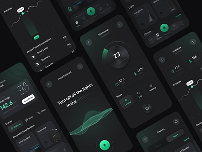Smart Home App - Part 2 app clean control dark design device home home automation house ios iot minimal mobile mobile app smart device smart home smart home app technology thermostat ui