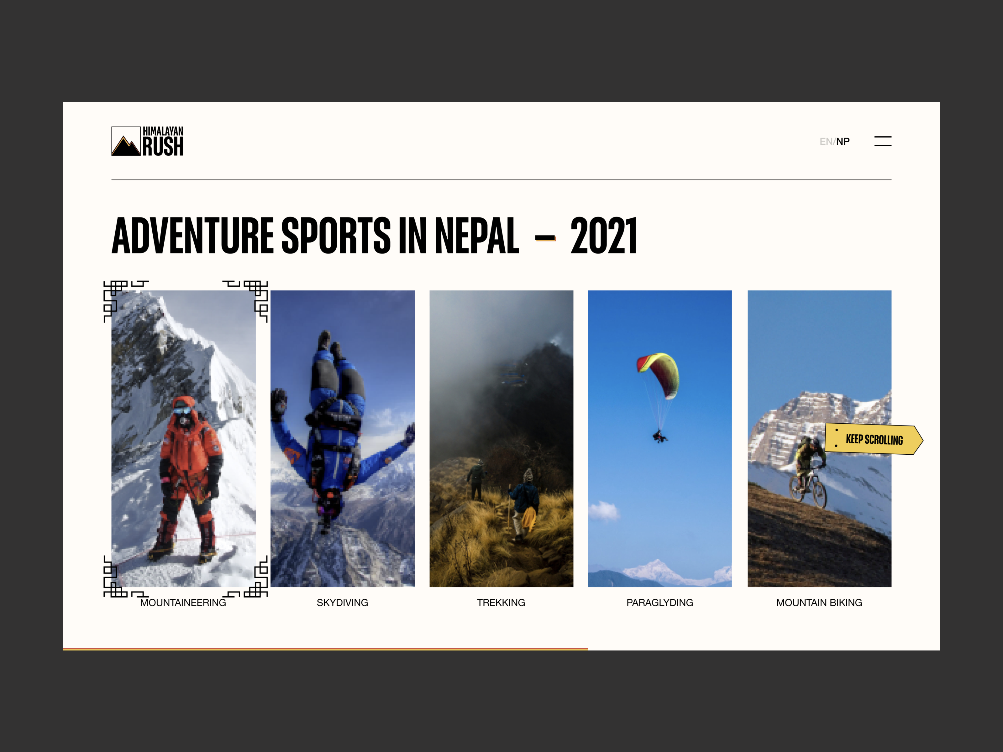Example of Adventure Sports Website Concept