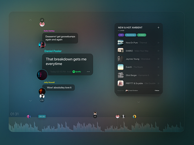 Music platform concept - comments integration comments design interface music playlist social ui ux web design