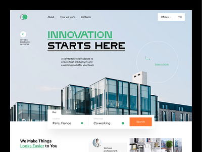 Offex — Real Estate Agency agency building construction house innovation landing landing page office real estate realestate service space startup structure ui uiux ux web webpage website