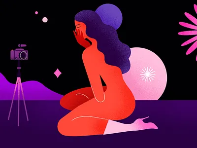 Webcam Model art girl graphic illustration minimal model painting pink shapes vector