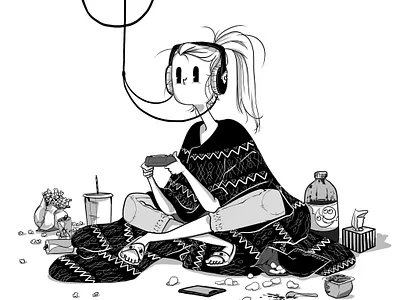 Play(station) Time artwork artworks blackandwhite cartoon illustration characterdesign gaming illustration playstation