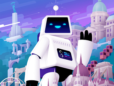 bitrise.io poster VOL 2. budapest character character design city editorial editorial art illustration illustrator isometric isometric art mech poster poster art poster design robot robot art robotics sek sekond vector