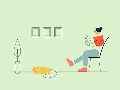 READING GIRL abstract covid19 flat flat illustration hobbes home human people reading stayhome staysafe ui vector