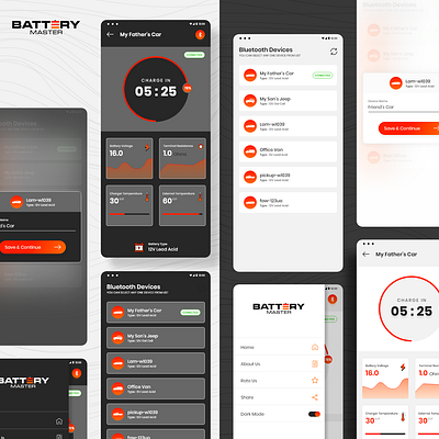 Vehicle's battery charging app design auto battery batterycharging car carapp carbatterychargingapp