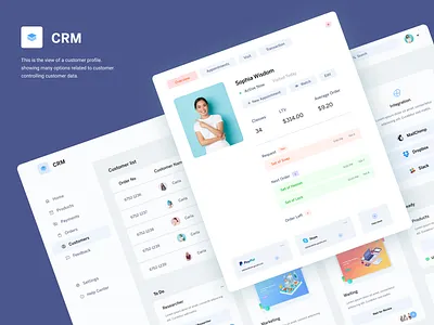 CRM - Customer Profile clean color crm customer profile dashboad dashboard integration ui ux