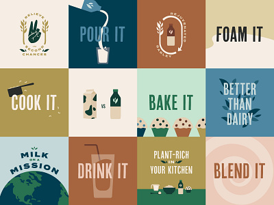 Take Two Barley-Milk - Social Media Designs barley illustration milk plant based serving suggestions upcycled