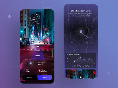 Navigation App app clean design gps interface navigation ui user