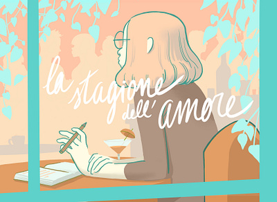 La stagione dell'amore book cover café drink editorial illustration girl illustration illustration love writing