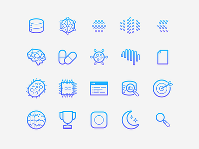 Beacon Biosignals Icon Set brain data disease gradient hardware icon icon set iconography machine learning medical neurology oncology