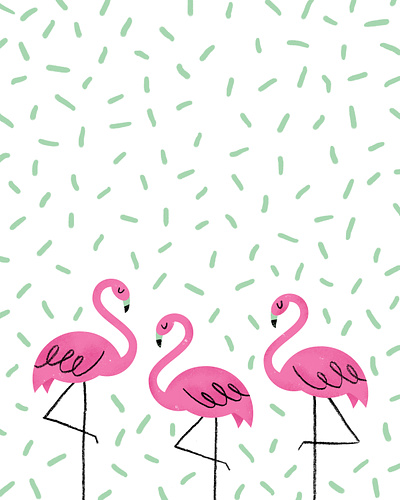 Ready to flamingle? animal bird birthday flamingo flat geometric illustration mint pattern pink shapes texture vector