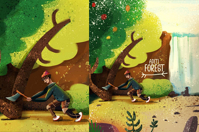 forest illustration book character forest human illustraion