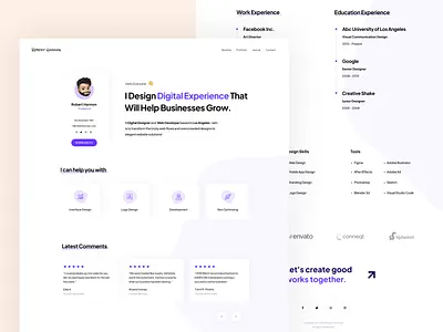 Harmon Personal Website Figma Template figma figma design figma kit figma template free personal portfolio template ui ux vcard web design