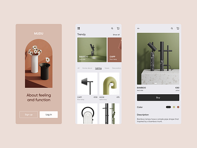 MUDU. Design studio shop. app app design ecommerce interface interface design minimal mobile mobile app natural product shop ui ux