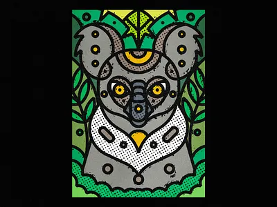 Koala animals art print botanical contemporary fauna floral forest illustration jungle koala leaf leaves line art modern nature plants safari wild wildlife zoo