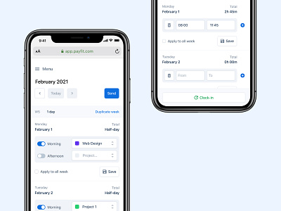 Time Tracking - Payfit app hris interface mobile product design real project time ui ux ux ui