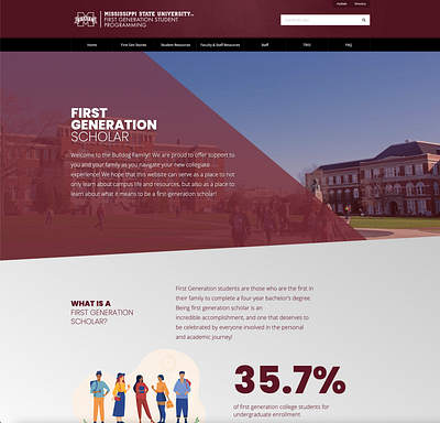 First Generation Scholar Web Site college color colorful designer designs education graphic design maroon typography ui uidesign ux uxdesign web design web developer web development website