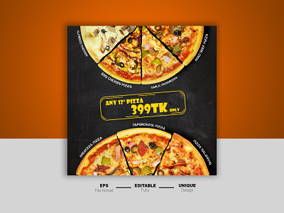 PIZZA SHOP SOCIAL MEDIA TEMPLATE branding design flat illustrator typography vector