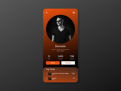 User Profile (Sound Cloud inspired) app daily ui 006 dailyui dailyuichallenge design figma mobile app mobile ui orange sound cloud ui user profile ux