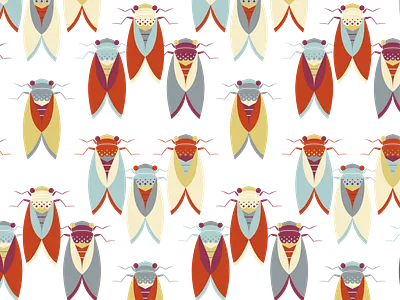 Cicada irregular pattern animal beetle bug cicada flat fly geometric illustration insect minimal pattern print surfacedesign vector
