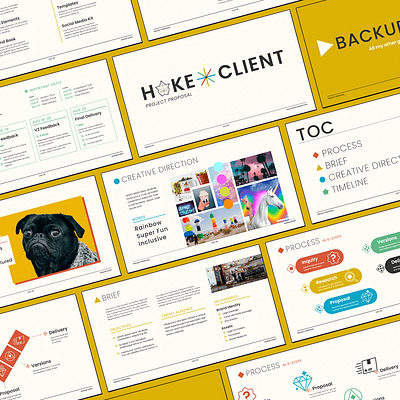 Freelance Design Project Proposal built with Pitch branding brief colorful creative deck design proposal dot grid graphic design logo pitch ppt presentation primary colors project proposal table of contents template timeline toc typography yellow