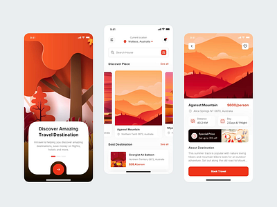 Intravel - Travel Mobile App adventure agency animation app booking clean creativemarket explore mobile product real estate tourism travel travel app traveler trip ui ui kit ui8 vacation