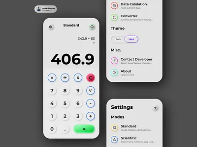 Calculator App app design neumorphic design ui ui design uiux ux ux design