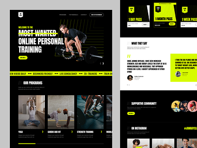 Online Fitness Landing Page fitness fitness club gym gymnastics health healthy homepage landing page online class online learning personal trainer personal training sport training ui uiux web design website workout yoga