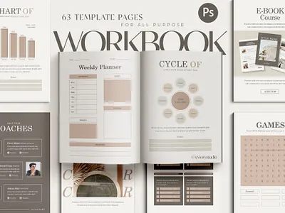 Workbook Course Creator for Coach blog blog ebook canva catalog class clean course download ebook free marketing online print printable social social media template webinar workshop