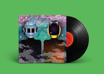 Vinyl Record PSD MockUp album cover daft punk illustration illustrator photoshop vinyl