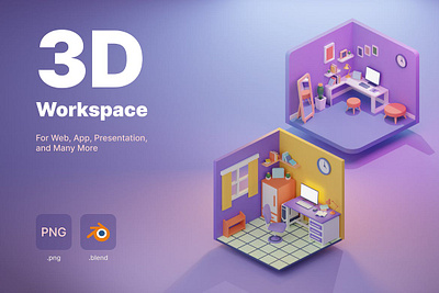 3D Workspace 3d 3d animation 3d art 3d character 3d illustration 3d workspace agency app concept conceptual flat flat design flat design flat illustration illustration landing page pages vector web