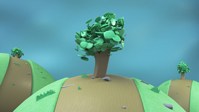 Little Planets c4d cloner low poly redshift tree