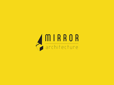 Mirror Architecture logo 2d architecture branding clean design dimension icon illustration isometric logo mac macbook mirror negative space simple typography ui vector wall art yellow