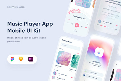 Music Mobile App - Uixasset 3d 3d illustration app bar blur blur gradient card chart clean dashboard gradient illustration minimal mobil progress simple ui ui design ux ux design