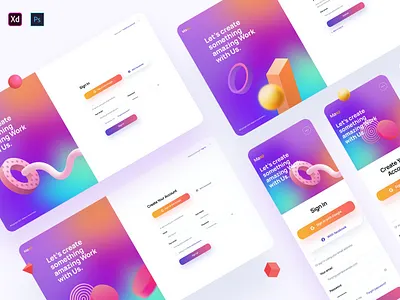 Maxo – Creative Sign in & Sign Up template 3d 3d illustration aesthetic app bar blur card chart clean dashboard gradient gradients illustration minimal mobil progress simple ui design ux ux design