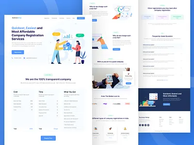 Project | BusinessSetup Homepage Design | Desktop Version application blue branding clean design illustration interface landing page logo minimalist ui user interface ux vector web web design website