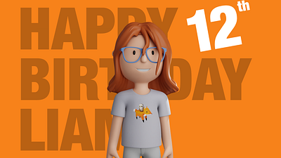 Happy Birthday Liam 3d blender character illustration