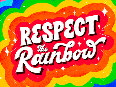 Respect the rainbow! art bisexual colors design feminist gay illustration lesbian lettering lgbt lgbtq lgbtqia procreate queer rainbow rainbows texture trans type