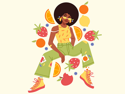 Citrusy apple character design digital art digital illustration fashion fashion illustration fruit fruits girl illustration lemon orange portrait strawberry vector vector illustration